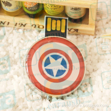 Carausb Captain America theme USB flash disk CaraUSB customized promotional gifts metal Epoxy Gifts Pendrive with push butt